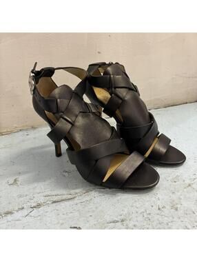 Coach Black Leather Strappy High Heel Sandals